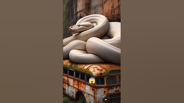 Rare discovery of python circling a bus in the Amazon forest #ai #python #jungle #rare