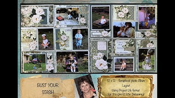 Projectlife Scrapbook album layout  process video tutorial   bust your stash layout