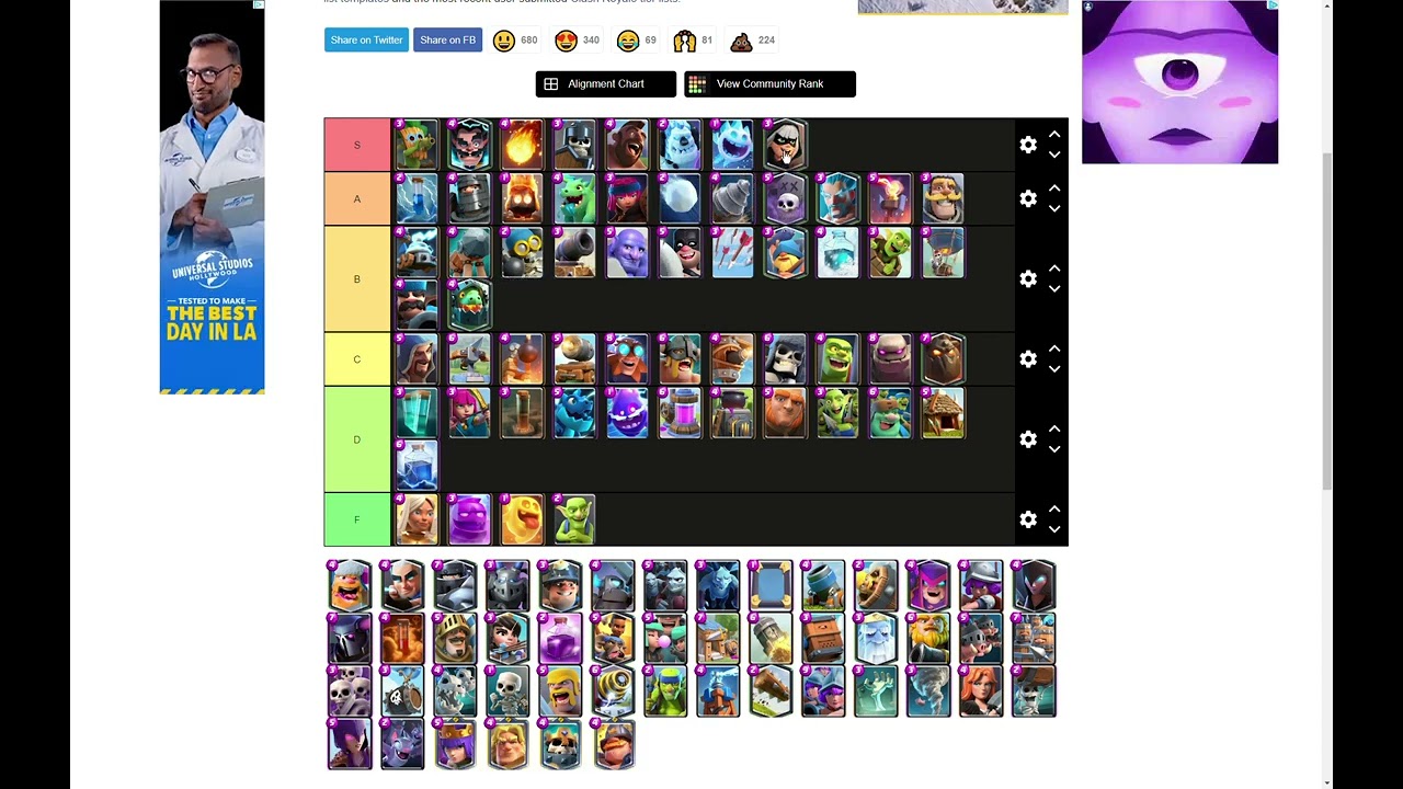 Ranking all clash royale cards in tiermaker - YouTube