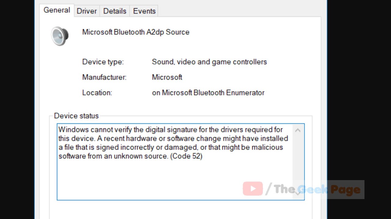 Update Fix Microsoft Bluetooth A2dp Source Code 52 in Windows 10