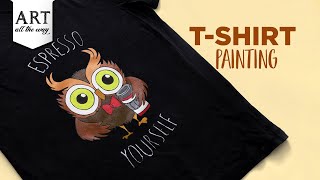 Owl Painting | Fabric Painting Ideas | T-shirt Design | T-Shirt Art | How to paint a T-shirt