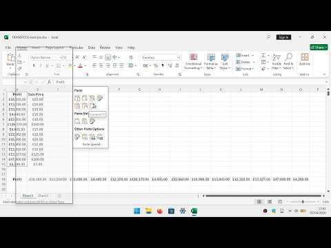 Microsoft Excel | flip columns or rows of data with the Transpose function