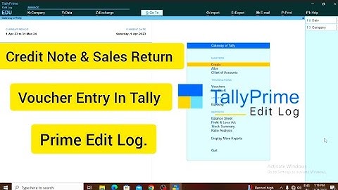 | Credit Note | Sales Return Voucher Entry in Tally Prime.