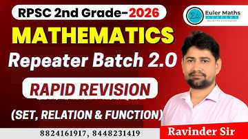 RPSC 1st & 2nd Grade 2026 | Maths | Repeater Batch 2.O | Rapid Revision | Set, Relation & Function