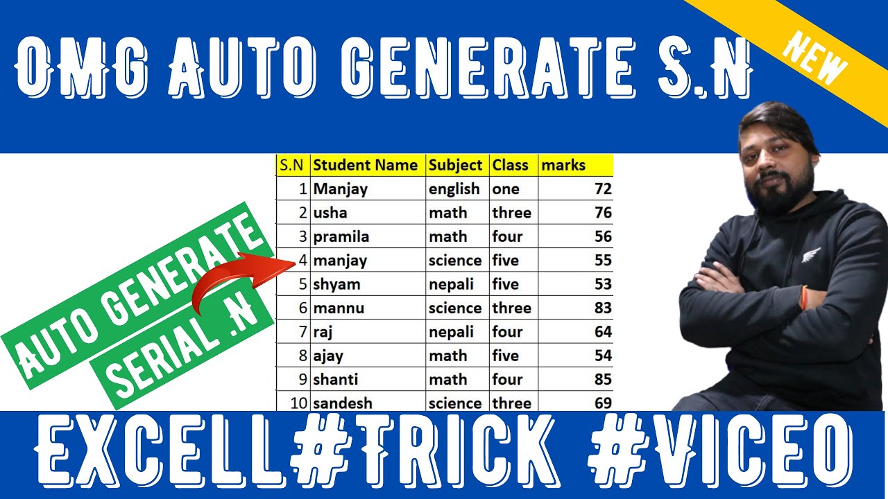 Auto Generate Serial Number Microsoft Excel excelvideo Tips auto-generate-serial-number-microsoft-excel-excelvideo-tips