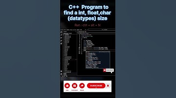 program of Find The Size of datatypes in C++|#shorts #youtube #ytshorts #trending #youtubeshorts