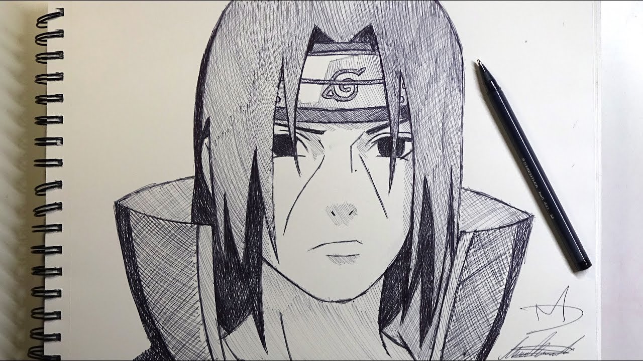 Drawing of Itachi with pen. : r/learntodraw