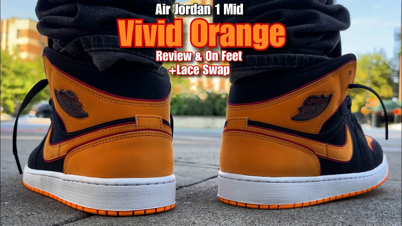 Jordan 1 Mid Vivid Orange - Review, On Feet & Lace Swap - YouTube