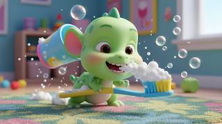 Baby Dino Brush Time 🦕🪥 Shiny T-Rex Teeth & Good Bedtime Hygiene Habits | Kids Songs & 3D Animation
