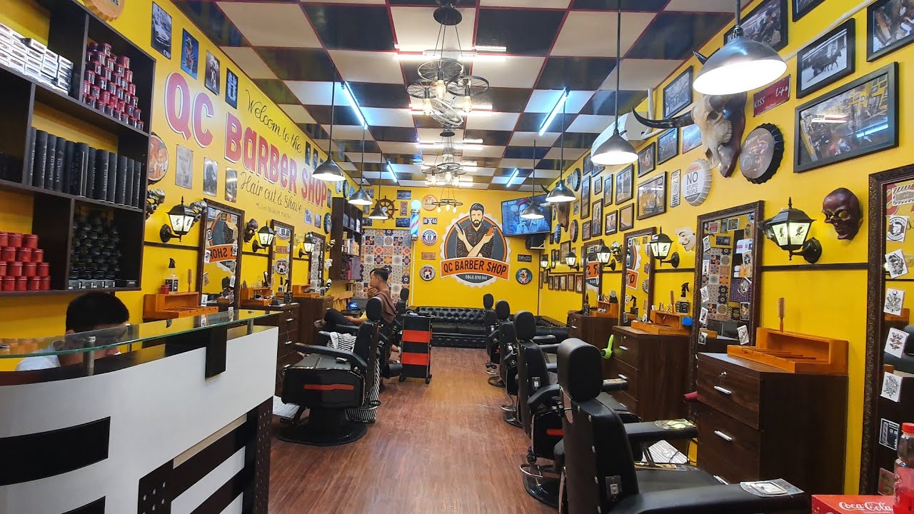 trang tri tiem toc don gian 2022 QC BARBER SHOP tiệm tóc nam chất nhất TP MỹTho - Tiền Giang