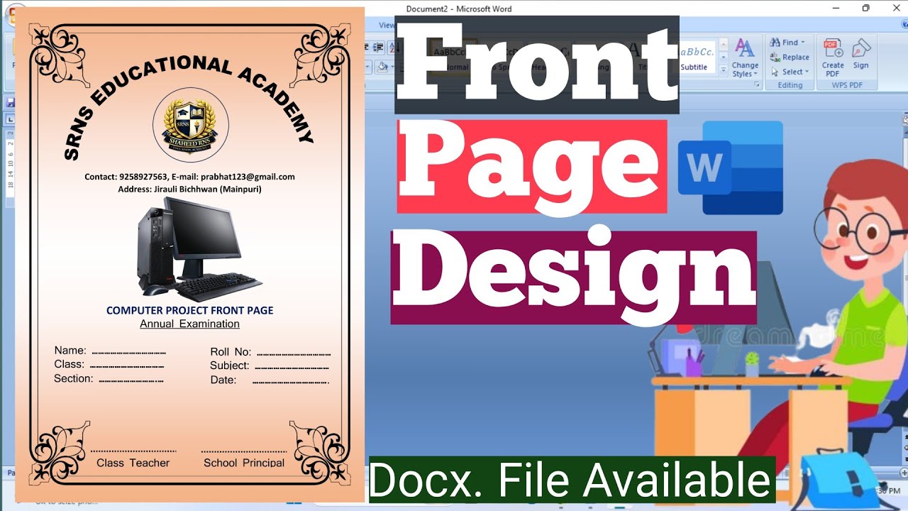 🔥2026 Computer Front Page Design in MS Word | Front page design kaise ...