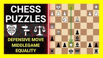 Chess Puzzles to Practice. Themes: Defensive move, Middlegame, Equality. Learn Chess