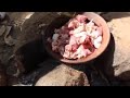 Wood fire cooked Amazing Spicy goat meat chevon, cabrito, capretto in mud pot Dont miss