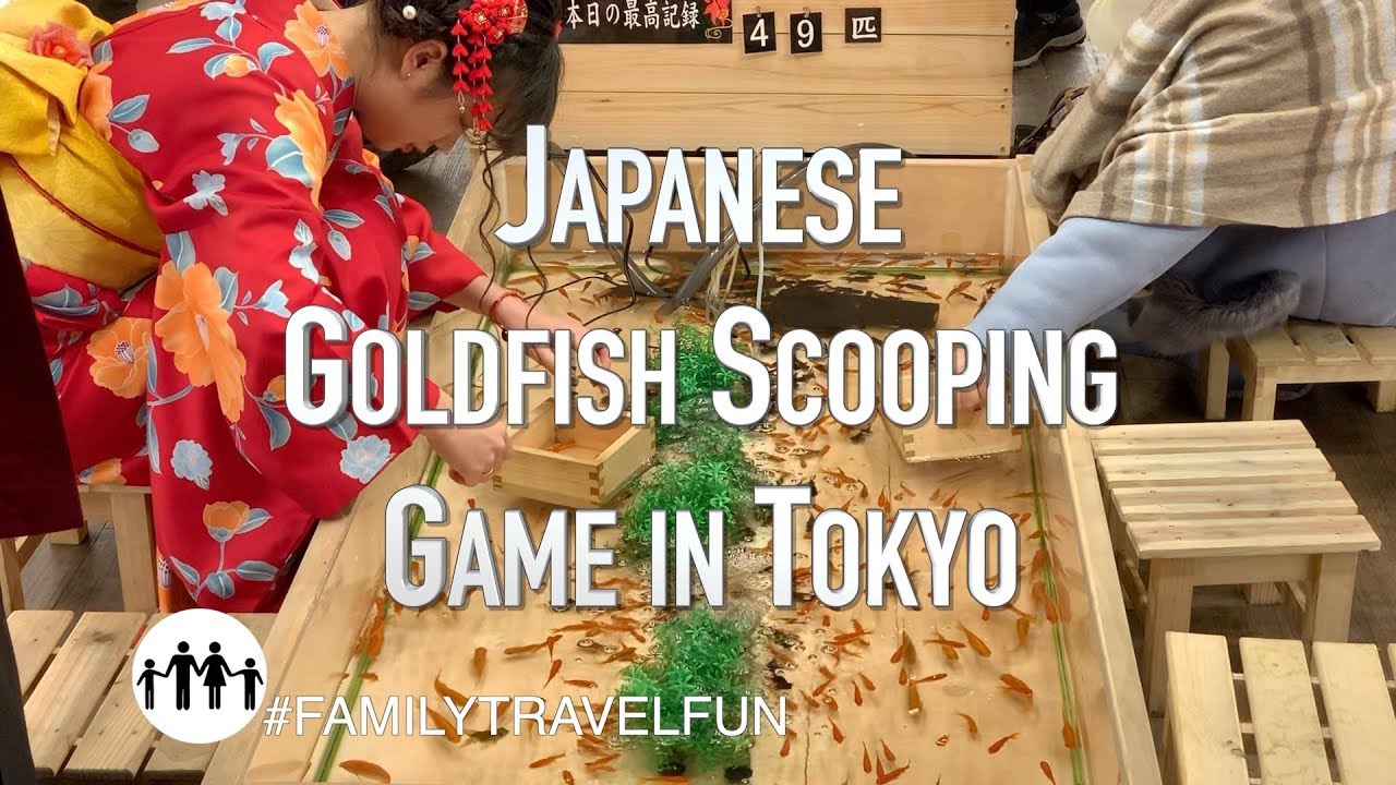 Japanese Goldfish Scooping Game with Poi in Tokyo 