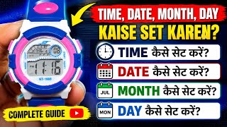 Digital Watch Me Time Date Month Day Kaise Set Kare | Full Setting Tutorial