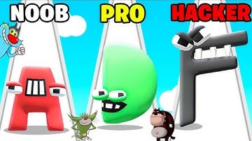 NOOB Vs PRO Vs HACKER in Merge Alphabet Lore Run!