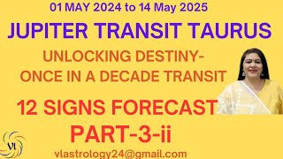 12 SIGNS PREDICTIONS JUPITER TRANSIT TAURUS MAY 2024MAY 2025