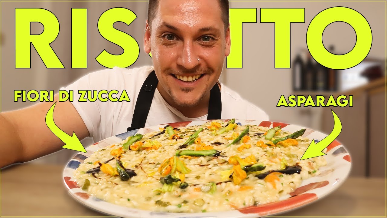 Risotto con Fiori di Zucca, Asparagi e Verdure di Stagione
