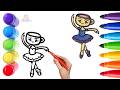 How To Draw cute Ballerina Cappuccina Drawing, Painting &amp; Coloring For Kids and Toddlers_Child Art🌈🎨