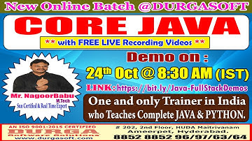 CORE JAVA Online Training @ DURGASOFT