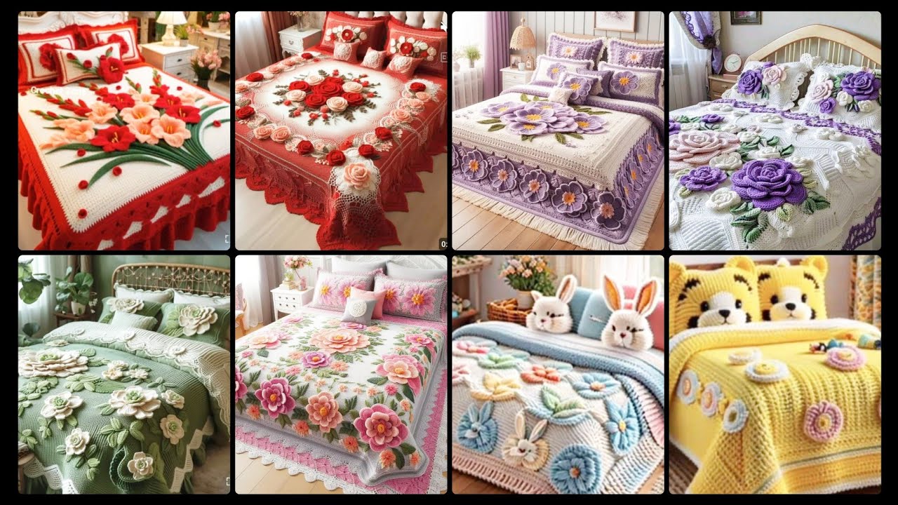 Very Beautiful Woolen bedsheets Designs Sharing Ideas#crochet #design #trending #art 
