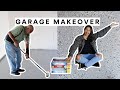 DIY GARAGE FLOOR MAKEOVER! Rustoleum Epoxyshield Floor Transformation 2021