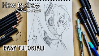 How to draw Hatsune miku simple and easy drawing | Side profile | Biggeners tutorial!