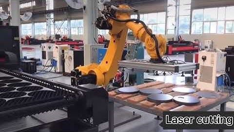 Automatic loading and unloading,Laser cutting production line . Robotic automation !