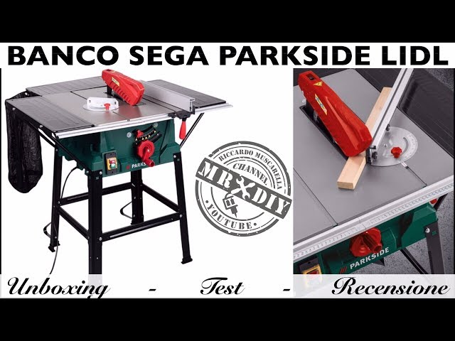 Review bench saw parkside lidl PTK 2000 E3. Tilt adjustment and parallel  gait. Sledge. 