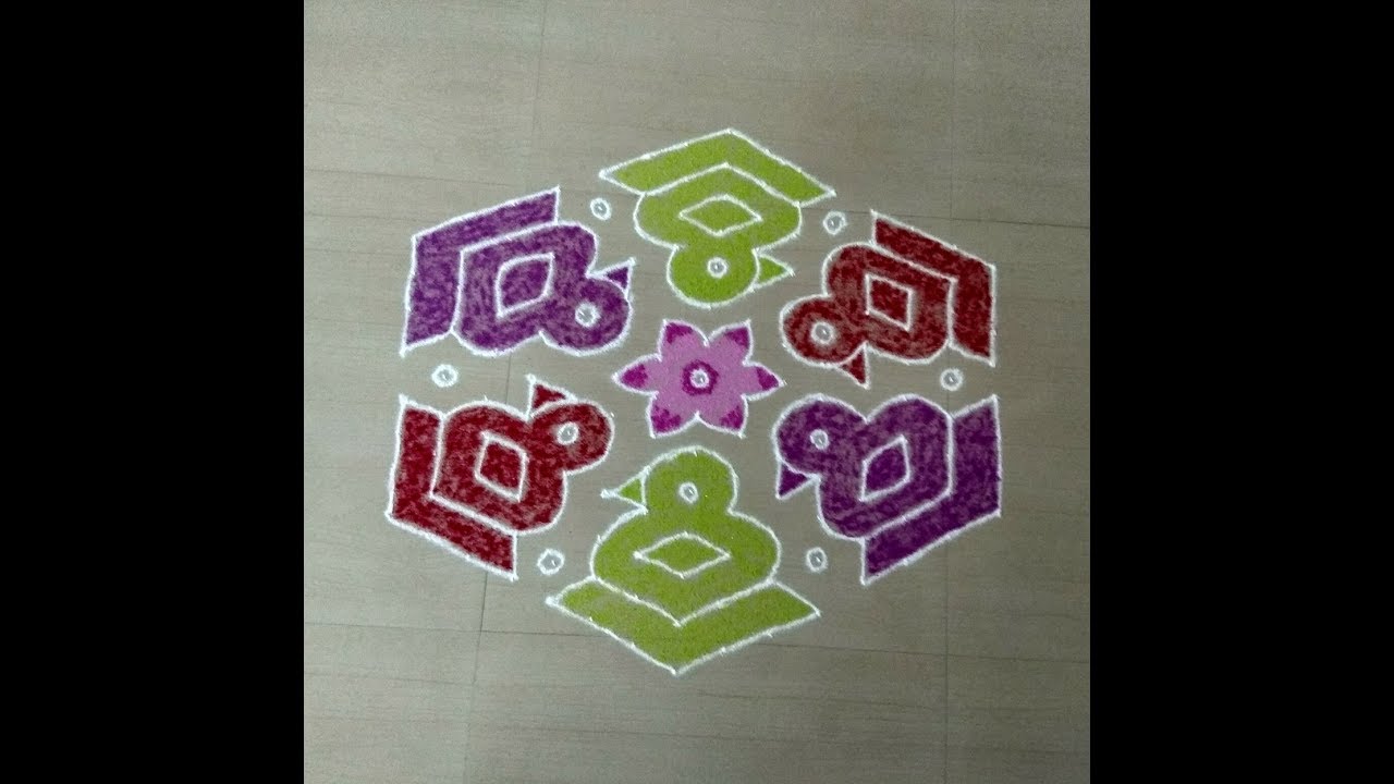 15 PULLI KOLAM/Rangoli designs with colours/Muggulu with dots/Duck ...