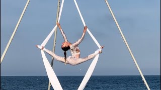 Beach aerial silks performance France