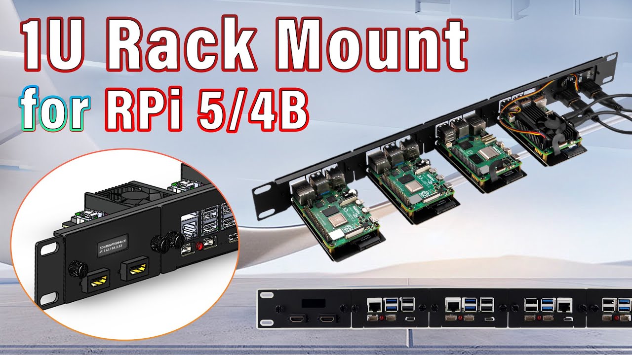 RS01 1U Rack Mount for Raspberry Pi5 with four RS-P11 Expansion