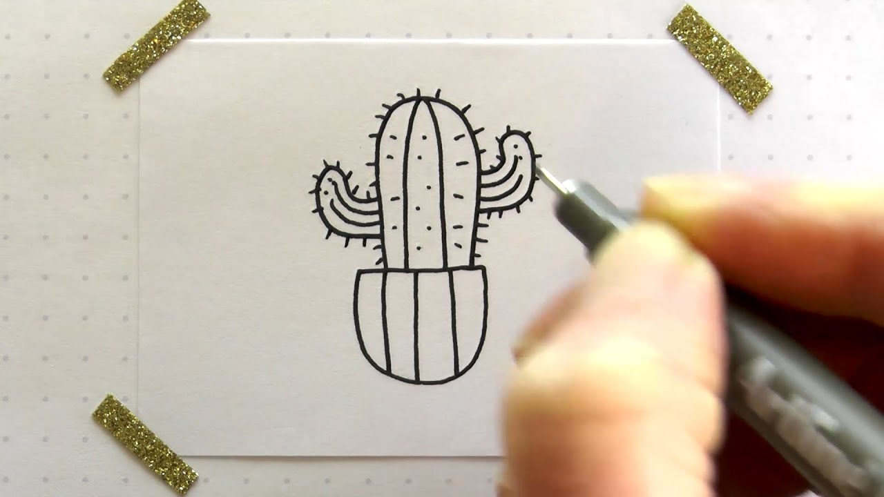 How To Draw A Cactus | Quick and Easy Bullet Journal Doodle Ideas |  bujoTIGER