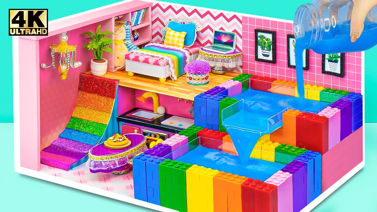 How To Make Two Floor Pink Dream House with LEGO Swimming Pool from ...