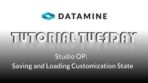 Studio OP: Saving and Loading Customization States