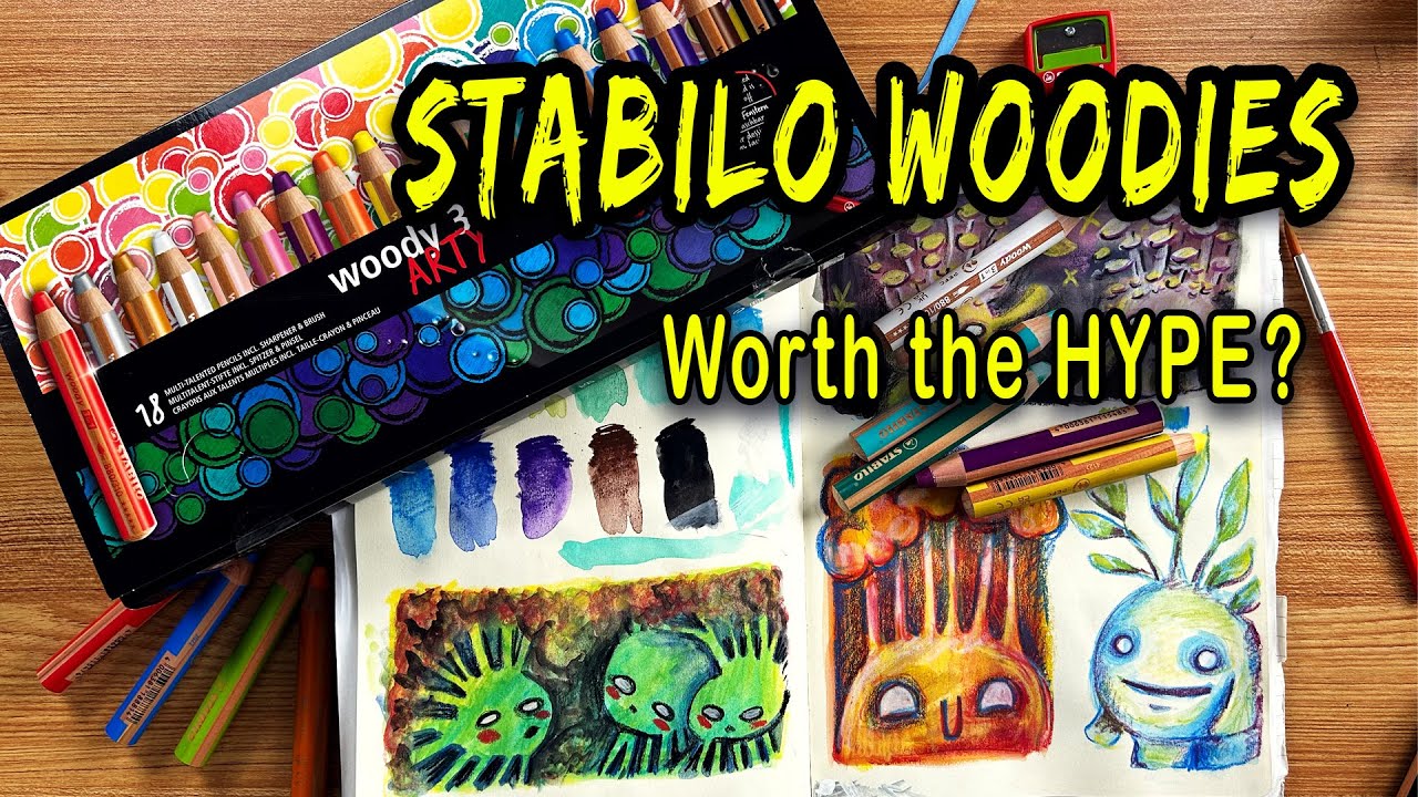 6 crayons multitalents STABILO woody 3 in 1 ARTY + 1 taillecrayon