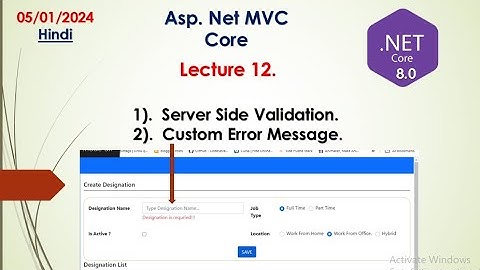 Server Side Validation in MVC Core(Hindi) #aspnetcore