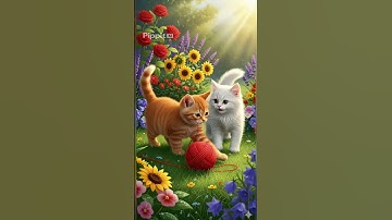 “Two Playful Kittens and the Silly String”  #cat #funny #shorts