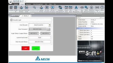 Delta HMI DOP-100 User Login Logout Screen