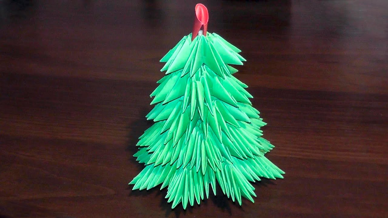 3D origami Christmas tree tutorial YouTube