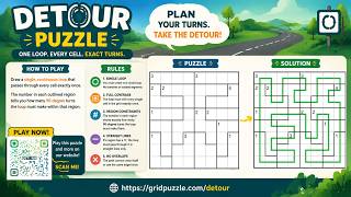 How to Play Detour Grid Puzzle + 6x6 Evil Walkthrough [Pure Solve]