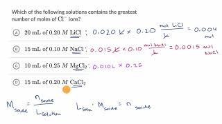 Calculating moles based on molarity and volume