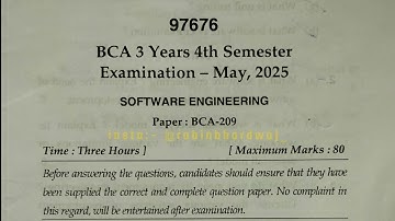 Software Engineering question paper 2025 MDU. BCA 4th sem question paper 2025#bca #mdu#questionpaper
