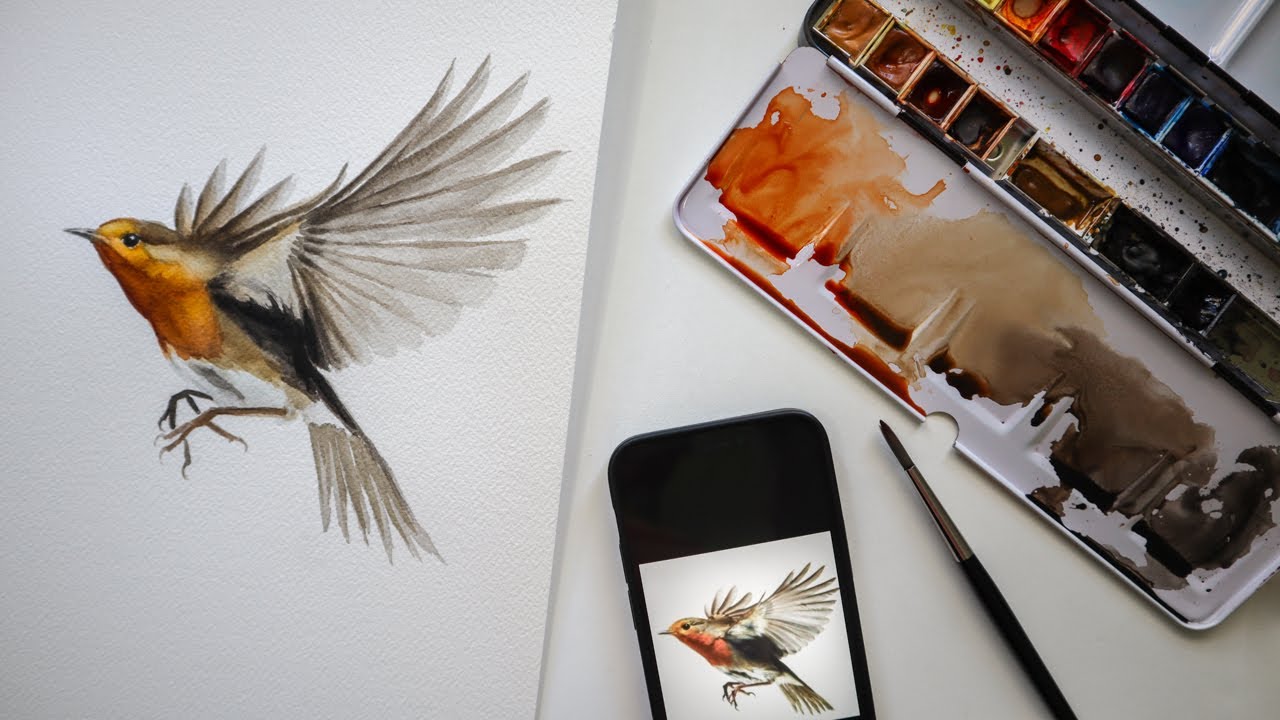 How to paint a bird (Watercolor robin tutorial)