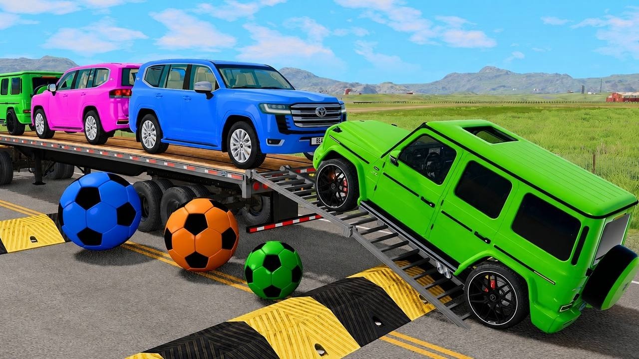 Flatbed Truck Mcqueen | Transportation with Truck - Pothole vs Car # - BeamNG.Drive#