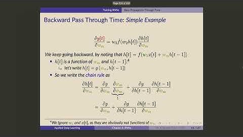 UofT DL Course - Lecture 47: Backpropagation Through Time