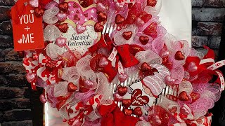 How to Make a  Valentines Day Double Heart DIY Wreath - Dollar Tree