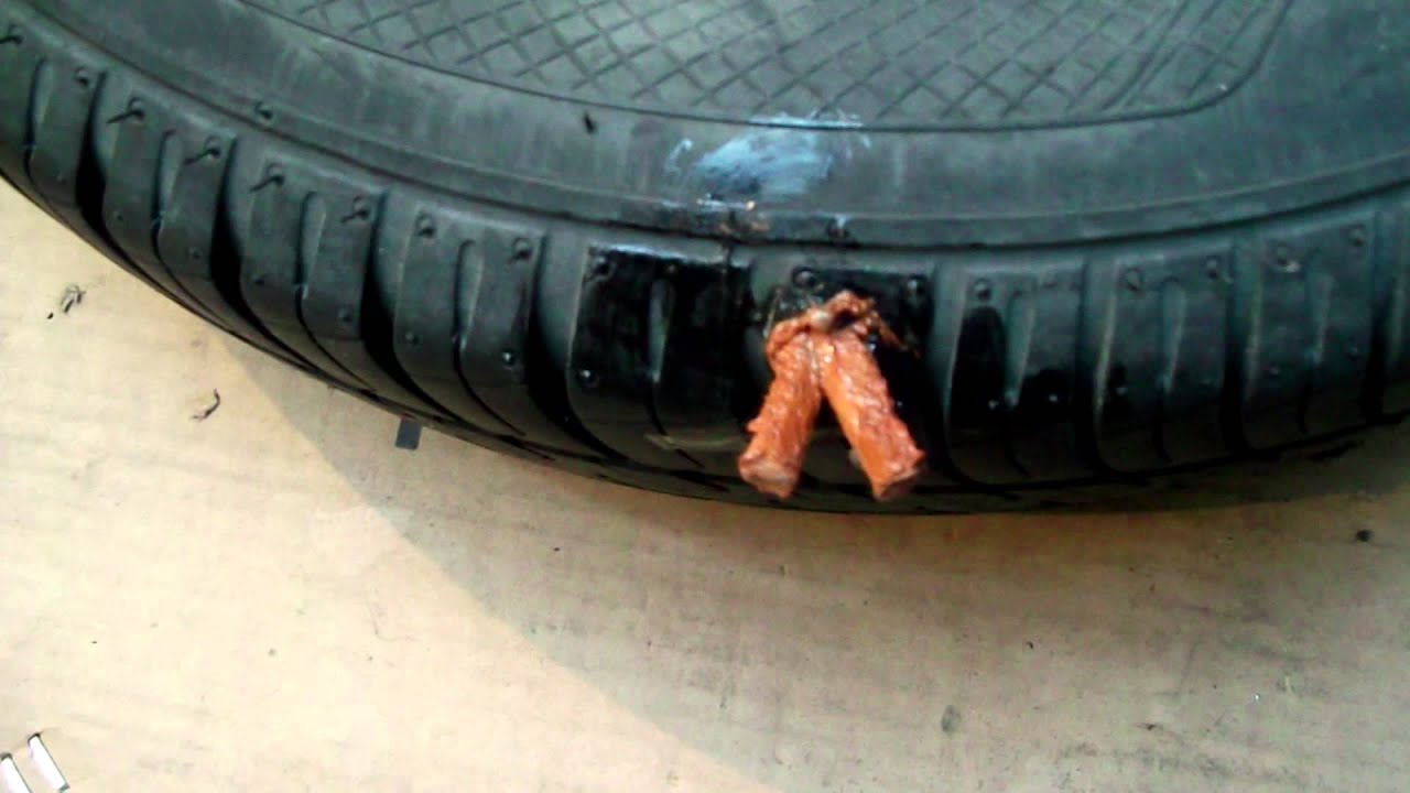 Tuto réparer un pneu suite à une crevaison causé par un clou - YouTube