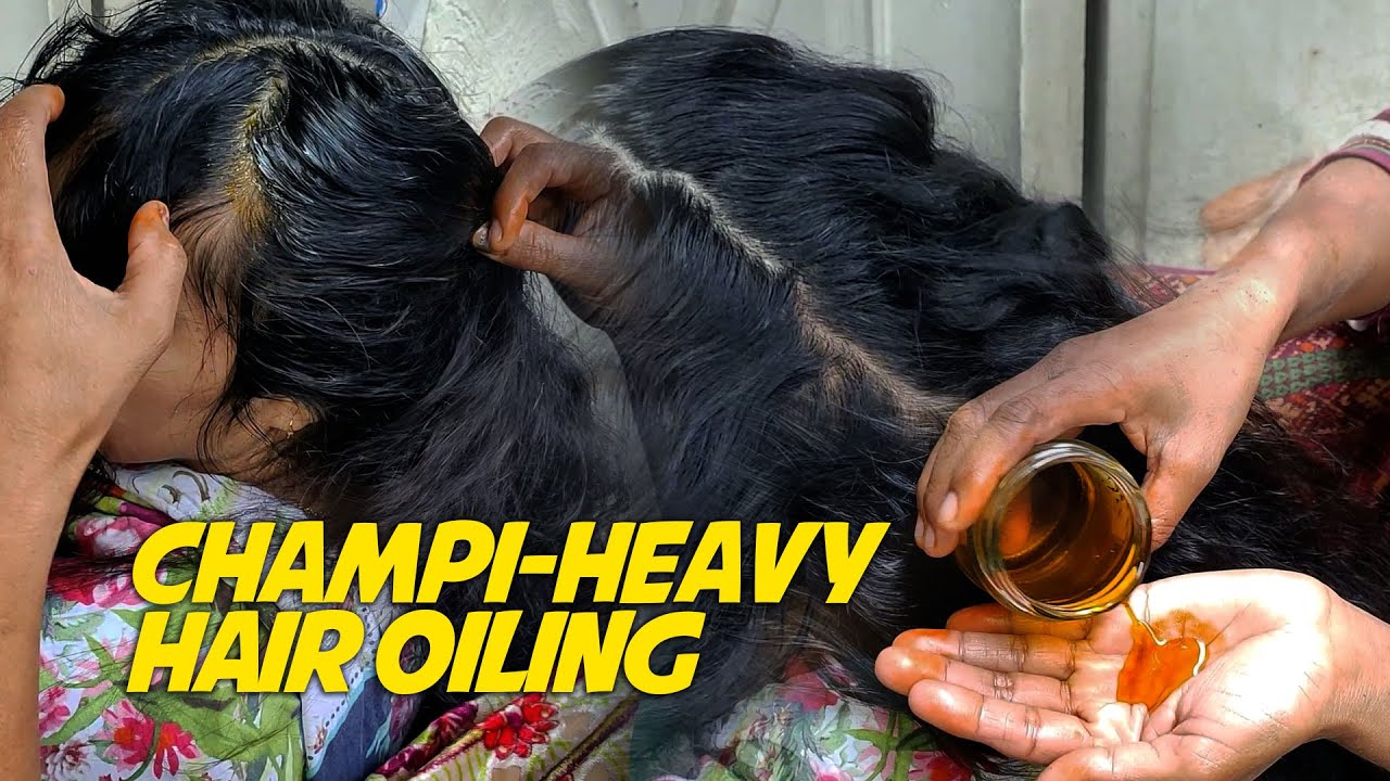 Heavy Champi Hair Oiling Head Scalp View | ASMR Pakistan