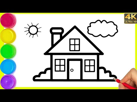 How to Draw a House - Cute and Easy Drawing for Kids Step by Step / House  painting for kids 